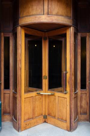 17757077 - vintage wooden revolving door